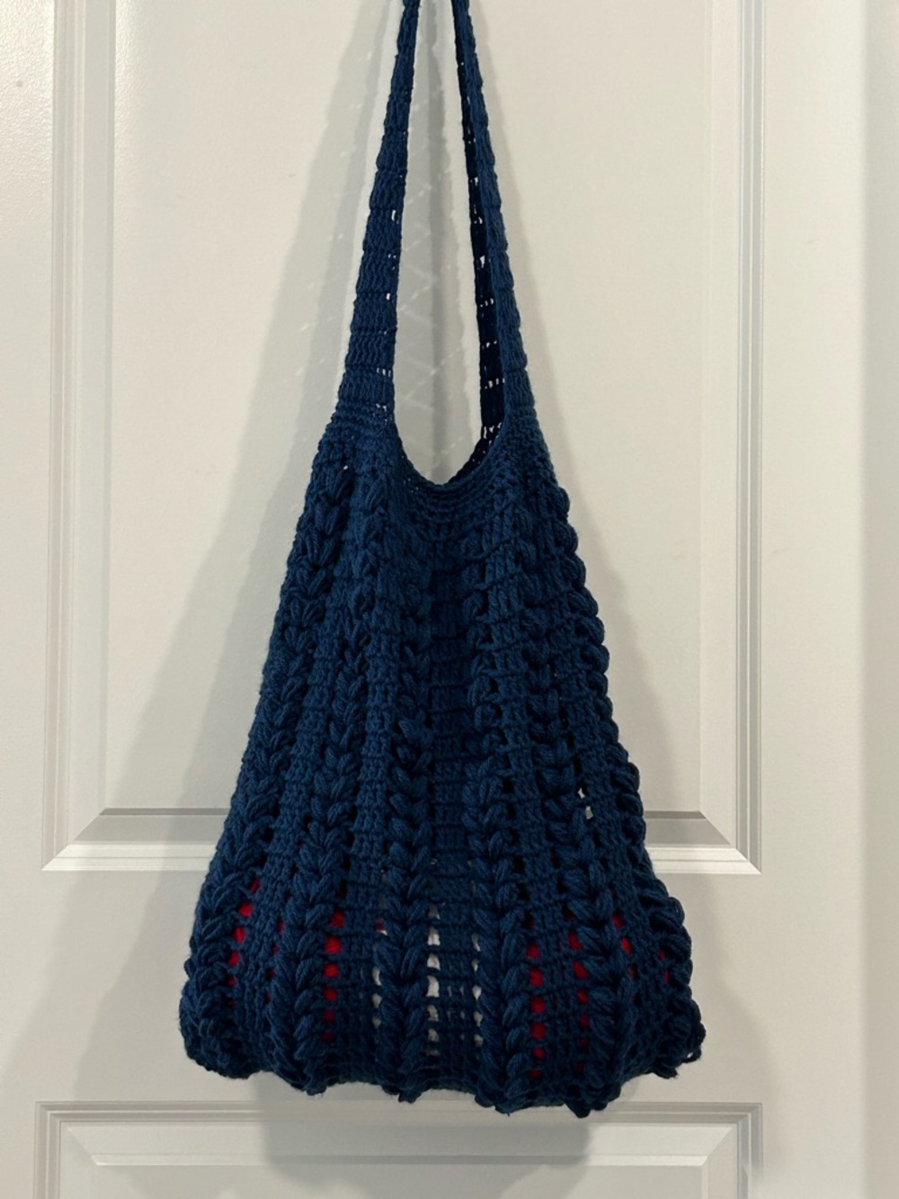 Hand Crafted Deep Navy Crochet Market Tote